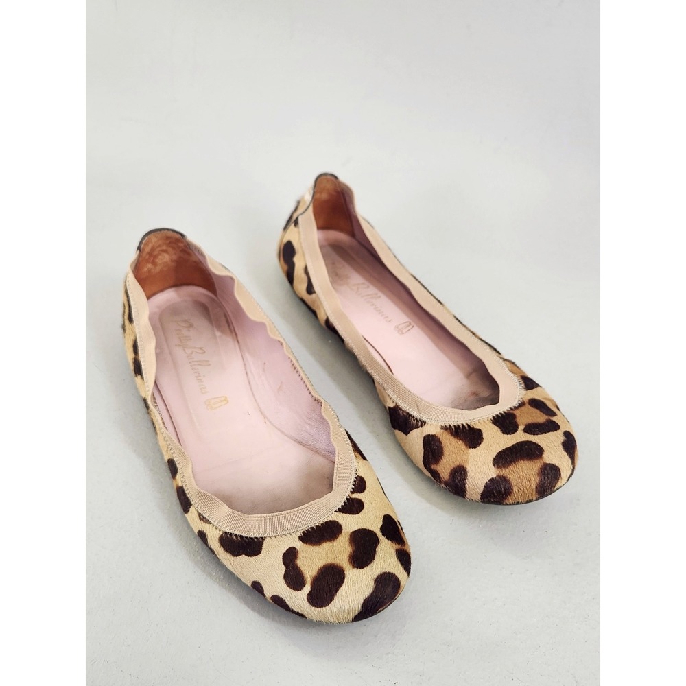 Pretty Ballerinas Ballet Flats Women EU 37 US 6.5 Leopard Calf Hair Round Toe